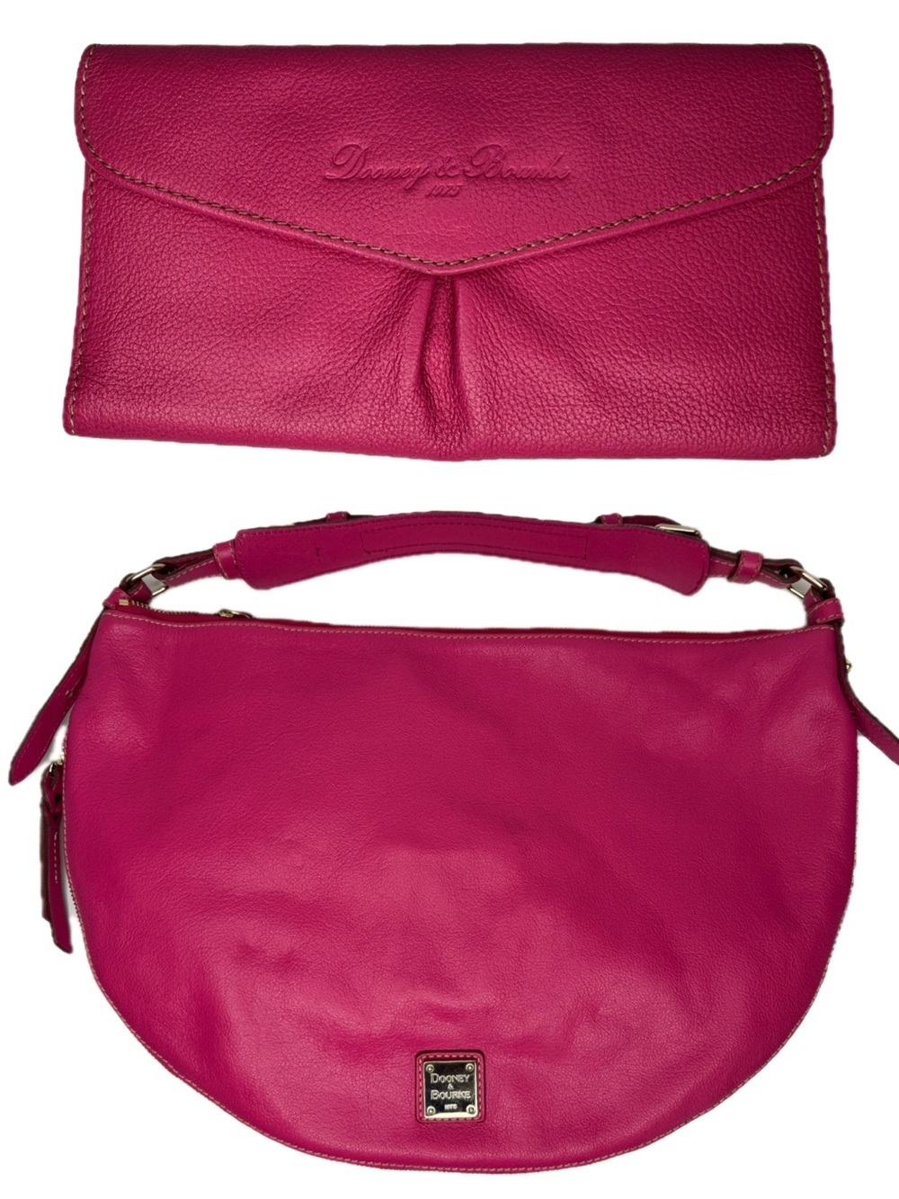 Dooney & Bourke Luna  Expandable Pink Leather Half-Moon Hobo Shoulder Bag Wallet